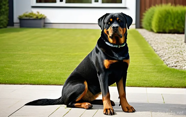 도베르만과 로트와일러 비교 - **Prompt: "An elegant and agile Doberman Pinscher stands in a vibrant, sun-drenched outdoor park. Th...