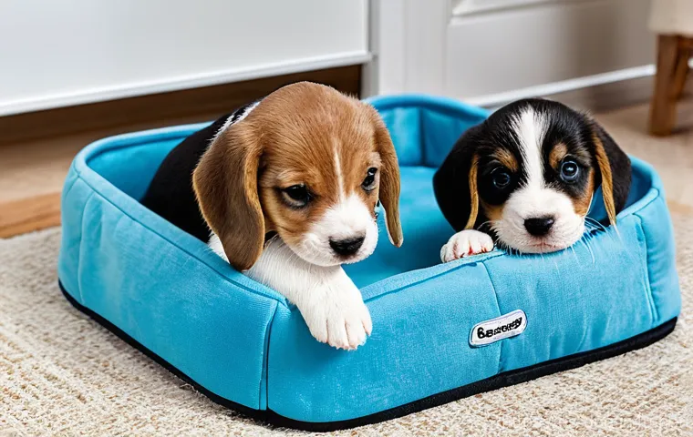 강아지 출산 준비 - **A tender moment between a mother dog and her newborn puppies:** A loving Labrador Retriever mother...