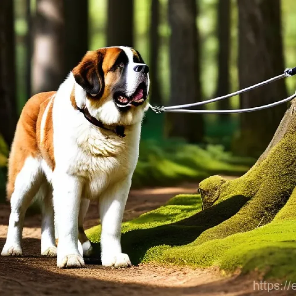 세인트 버나드의 체력 - **Prompt 1: Serene Trail Companion**
    "A majestic and calm Saint Bernard walking leisurely on a s...