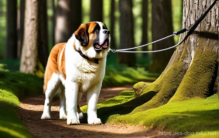 세인트 버나드의 체력 - **Prompt 1: Serene Trail Companion**
    "A majestic and calm Saint Bernard walking leisurely on a s...