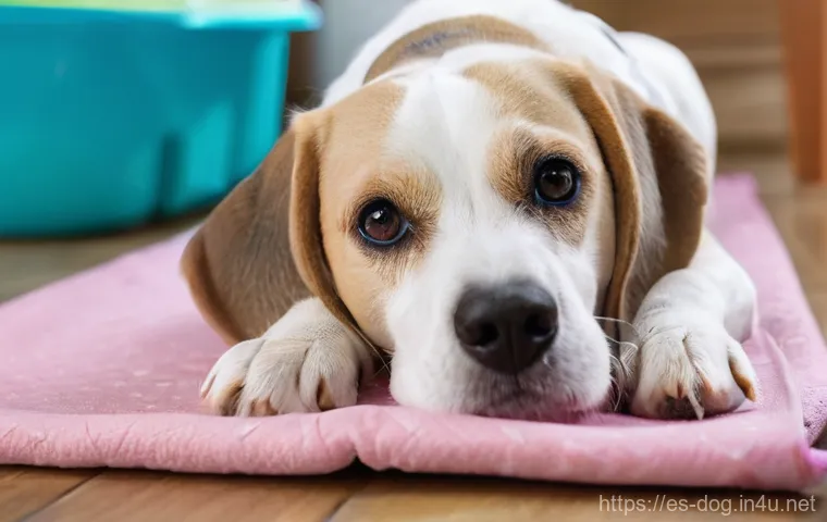 강아지 기저귀 사용법 - **Prompt 1: "The Perfect Fit"**
    A bright, well-lit indoor scene capturing a happy, medium-sized ...