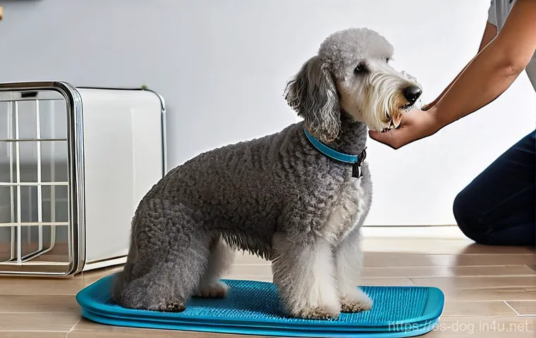 베들링턴 테리어 털 관리 - **"Lamb-like Elegance"**
    A majestic Bedlington Terrier, standing gracefully, perfectly embodying...