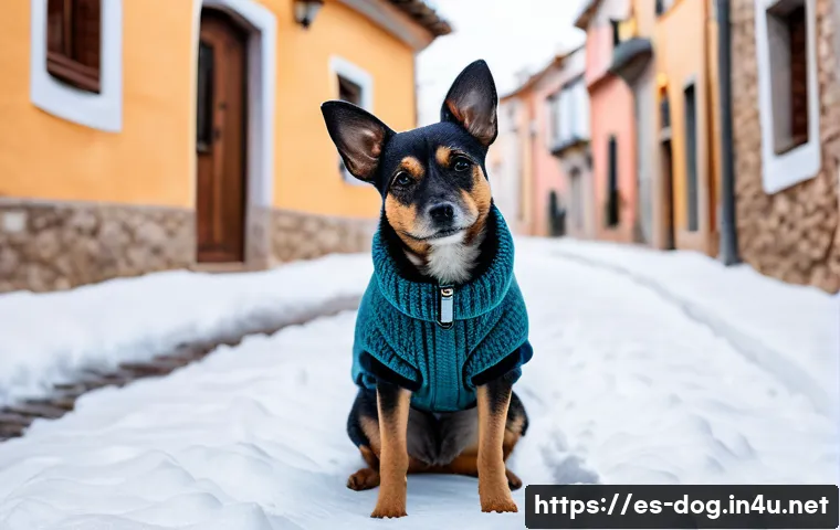 강아지 옷 추천 - A small short-haired dog wearing a cozy merino wool sweater and a waterproof winter jacket with a so...